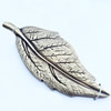 Pendant, Zinc Alloy Jewelry Findings, Leaf, 27x71mm, Sold by Bag