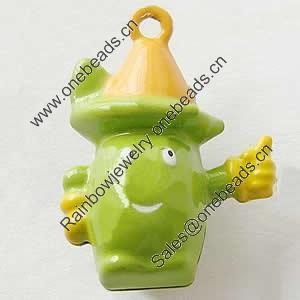 Brass Enamel Small Bell Charm, Lead-free 26x19x12.5mm, Hole:about 2mm, Sold by PC