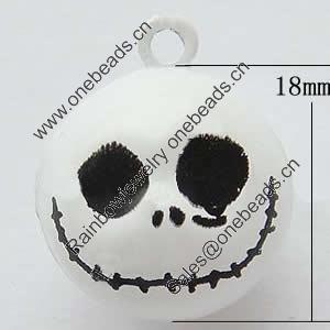 Brass Enamel Small Bell Charm, Lead-free 18mm, Hole:about 2.5mm, Sold by PC