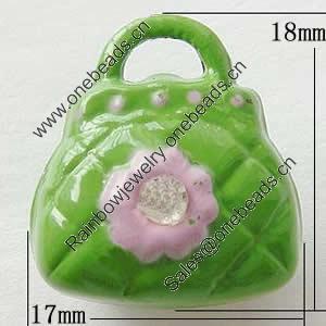 Brass Enamel Small Bell Charm, Lead-free 18x17x13mm, Hole:about 2.5mm, Sold by PC