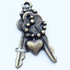 Pendant, Zinc Alloy Jewelry Findings, 13x22mm, Sold by Bag