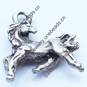 Pendant, Zinc Alloy Jewelry Findings, Horse, 16x18mm, Sold by Bag