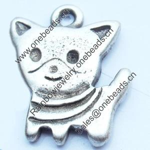Pendant, Zinc Alloy Jewelry Findings, Cat, 16x22mm, Sold by Bag