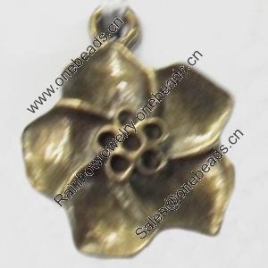 Pendant, Zinc Alloy Jewelry Findings, Flower, 20x23mm, Sold by Bag