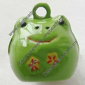 Brass Enamel Small Bell Charm, Lead-free 17x15x15mm, Hole:about 2.5mm, Sold by PC