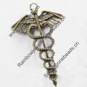 Pendant, Zinc Alloy Jewelry Findings, 30x47mm, Sold by Bag