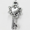 Pendant, Zinc Alloy Jewelry Findings, Key, 11x25mm, Sold by Bag