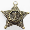 Pendant, Zinc Alloy Jewelry Findings, Star, 36x38mm, Sold by Bag