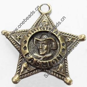 Pendant, Zinc Alloy Jewelry Findings, Star, 36x38mm, Sold by Bag