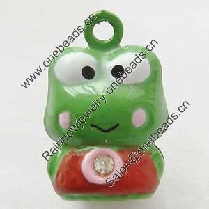 Brass Enamel Small Bell Charm, Lead-free 18x15x12mm, Hole:about 2.5mm, Sold by PC