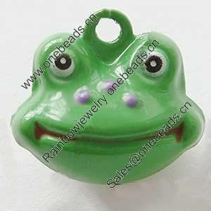Brass Enamel Small Bell Charm, Lead-free 19x14x13mm, Hole:about 2mm, Sold by PC