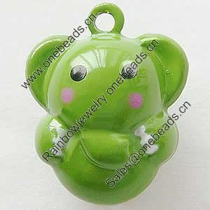 Brass Enamel Small Bell Charm, Lead-free 21x20x14mm, Hole:about 2.5mm, Sold by PC