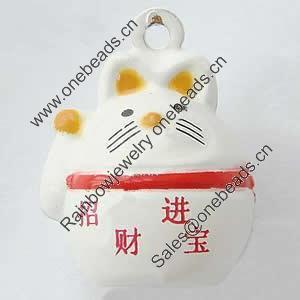Brass Enamel Small Bell Charm, Lead-free 22x20x16mm, Hole:about 2mm, Sold by PC