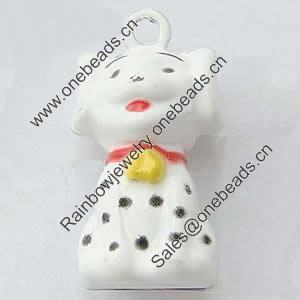 Brass Enamel Small Bell Charm, Lead-free 22.5x14x11mm Hole:about 2.5mm, Sold by PC