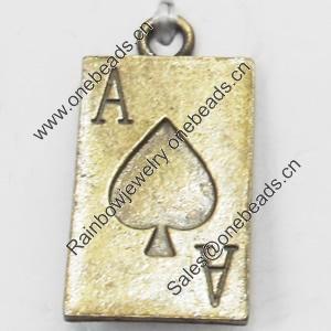 Pendant, Zinc Alloy Jewelry Findings, 15x26mm, Sold by Bag