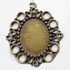 Zinc Alloy Pendant Settings, Outside diameter:35x41mm Inside diameter:18x23mm, Sold by Bag