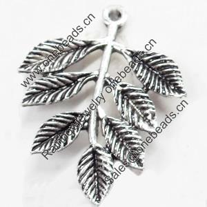 Pendant, Zinc Alloy Jewelry Findings, Leaf, 30x35mm, Sold by Bag