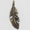 Pendant, Zinc Alloy Jewelry Findings, Leaf, 11x27mm, Sold by Bag