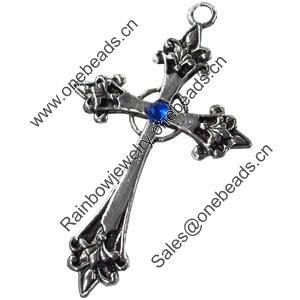 Pendant, Zinc Alloy Jewelry Findings, Cross, 41x68mm, Sold by Bag