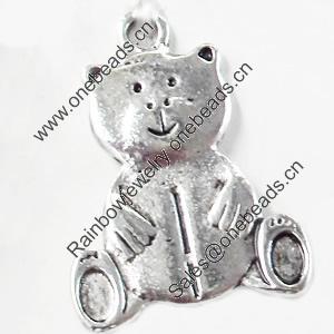 Pendant, Zinc Alloy Jewelry Findings, Bear, 18x26mm, Sold by Bag