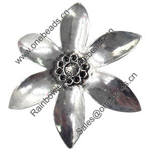 Pendant, Zinc Alloy Jewelry Findings, Flower, 51x58mm, Sold by Bag
