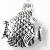 Pendant, Zinc Alloy Jewelry Findings, Fish, 17x20mm, Sold by Bag