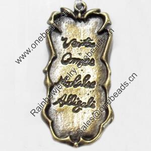 Pendant, Zinc Alloy Jewelry Findings, 19x43mm, Sold by Bag