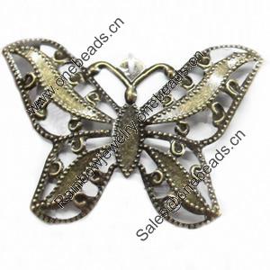 Iron Jewelry Finding Pendant Lead-free, Butterfly, 62x43mm, Sold by Bag