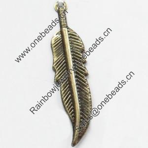 Pendant, Zinc Alloy Jewelry Findings, Leaf, 8x35mm, Sold by Bag