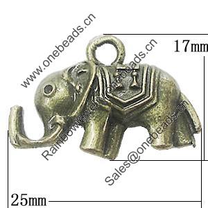 Pendant, Zinc Alloy Jewelry Findings, Elephant 25x17mm, Sold by Bag