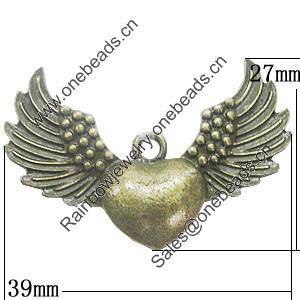 Pendant, Zinc Alloy Jewelry Findings, 39x27mm, Sold by Bag
