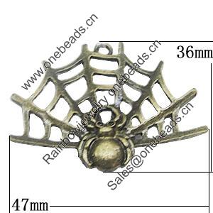 Pendant, Zinc Alloy Jewelry Findings, 47x36mm, Sold by Bag