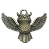 Pendant, Zinc Alloy Jewelry Findings, Owl 30x23mm, Sold by Bag