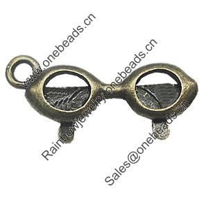 Pendant, Zinc Alloy Jewelry Findings, Glasses 26x10mm, Sold by Bag
