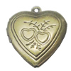 Iron Locket Photo Pendant, Heart Outside diameter:19x22mm Inside diameter:13x10mm, Sold by Bag