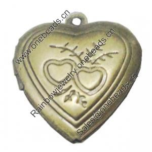 Iron Locket Photo Pendant, Heart Outside diameter:19x22mm Inside diameter:13x10mm, Sold by Bag