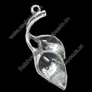 Pendant, Zinc Alloy Jewelry Findings, Leaf 17x39mm, Sold by Bag