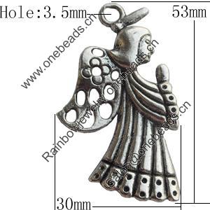 Pendant Zinc Alloy Jewelry Findings Lead-free, 30x52mm, Sold by Bag