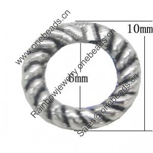 Donut, Zinc Alloy Jewelry Findings, O:10mm I:6mm, Sold by Bag