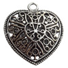 Pendant Zinc Alloy Jewelry Findings Lead-free, Heart, 37x40mm, Sold by Bag