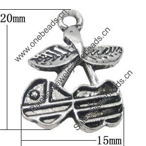 Pendant, Zinc Alloy Jewelry Findings, Fruit 15x20mm, Sold by Bag