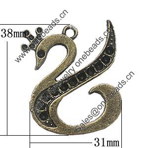 Pendant, Zinc Alloy Jewelry Findings, 31x38mm, Sold by Bag