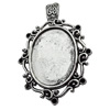 Zinc Alloy Pendant Settings, Outside diameter:38x57mm Inside diameter:22x30mm, Sold by Bag