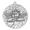 Pendant, Zinc Alloy Jewelry Findings, Flat Round 58x64mm, Sold by Bag