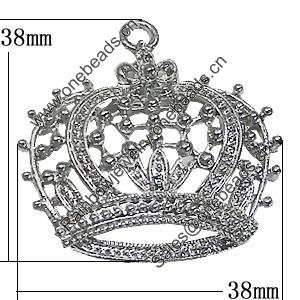 Pendant, Zinc Alloy Jewelry Findings, Crown 38x38mm, Sold by Bag