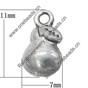 Pendant, Zinc Alloy Jewelry Findings, Calabash 7x11mm, Sold by Bag