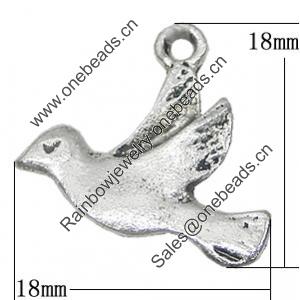 Pendant, Zinc Alloy Jewelry Findings, Bird 18x18mm, Sold by Bag