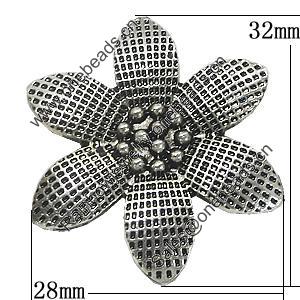 Pendant, Zinc Alloy Jewelry Findings, Flower 28x32mm, Sold by Bag
