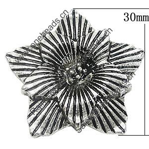Pendant, Zinc Alloy Jewelry Findings, Flower 30x30mm, Sold by Bag