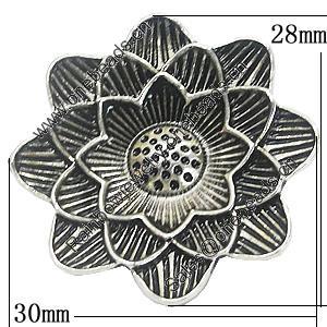 Pendant, Zinc Alloy Jewelry Findings, Flower 30x28mm, Sold by Bag